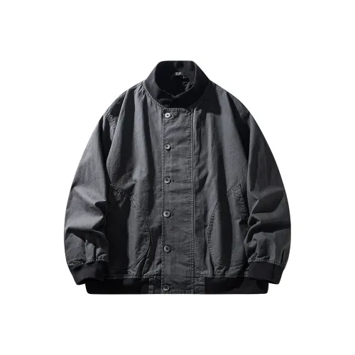 HZWH Мужская Весенняя ОСЕННЯЯ Свободная крой Американский воротник-стойка Куртка Мужская