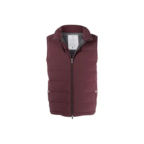 BRUNELLO CUCINELLI Brick Red Men's Down Vest BRUNELLO CUCINELLI Кирпично-красный мужской пуховый жилет