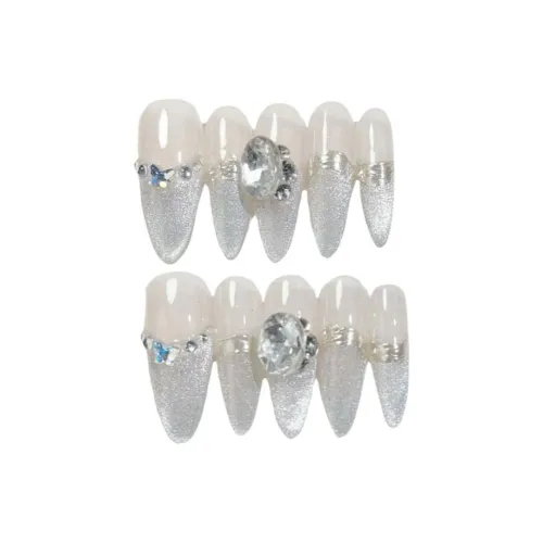 Gentle Welcome Stacked Ромб Кошачий глаз Luxury Style False Nail Long Nude Smudge Flashing