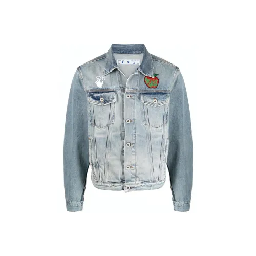 Off Белый SS21 Синий Мужские Джинсовые Куртки