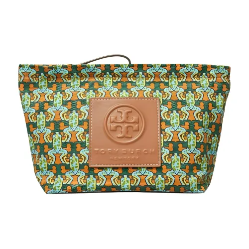 TORY BURCH Ella Хлопок Холст Сумка Косметичка Женская Бирюзовая и Многоцветная