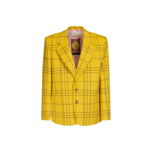 MARNI Желтый Клетчатый Шерстяной Вельветовый Блейзер Бизнес Костюм Мужской Желтый