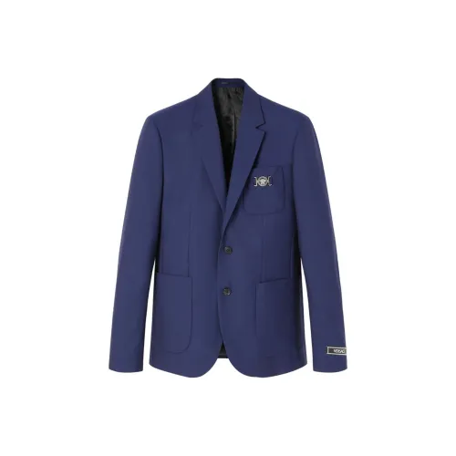 VERSACE FW23 Бизнес-костюм Пальто Мужской Морской Синий