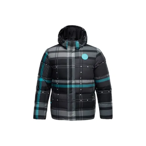 LINING Зимний пуховик мужской черный серый с принтом по всей поверхности