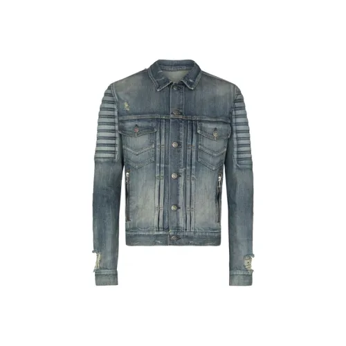 BALMAIN Blue Men's Denim Jackets BALMAIN Синий Мужские Джинсовые Куртки