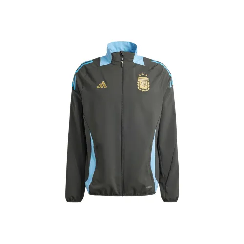 Adidas Tiro 24 Аргентина COMPETITION ПРЕЗЕНТАЦИЯ Спортивный ретро стиль Воротник-стойка Куртки Мужской Угольный черный