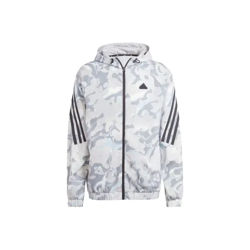 Adidas ALLOVER PRINT Нефритовый Белый Мужские Куртки