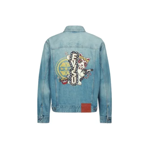 EVISU Джинсовый синий Мужской Джинсовые куртки