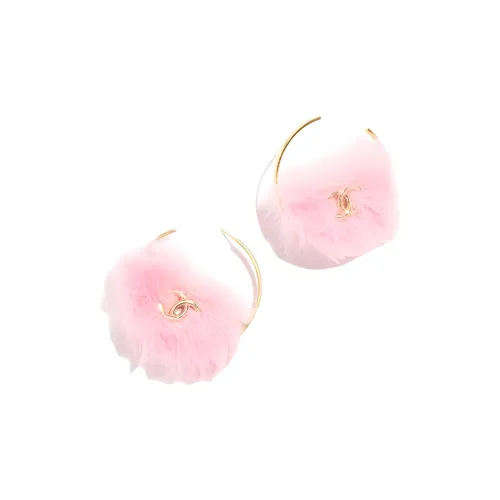 CHANEL Металл Фантастический Мех Серьги Женские Розовый