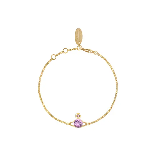 Vivienne Westwood Crystal Brass Saturn Styling Bracelet Unisex Gold Purple Diamond Вивьен Вествуд Кристалл Латунь Сатурн Стиль Браслет Унисекс Золото Фиолетовый Диамант