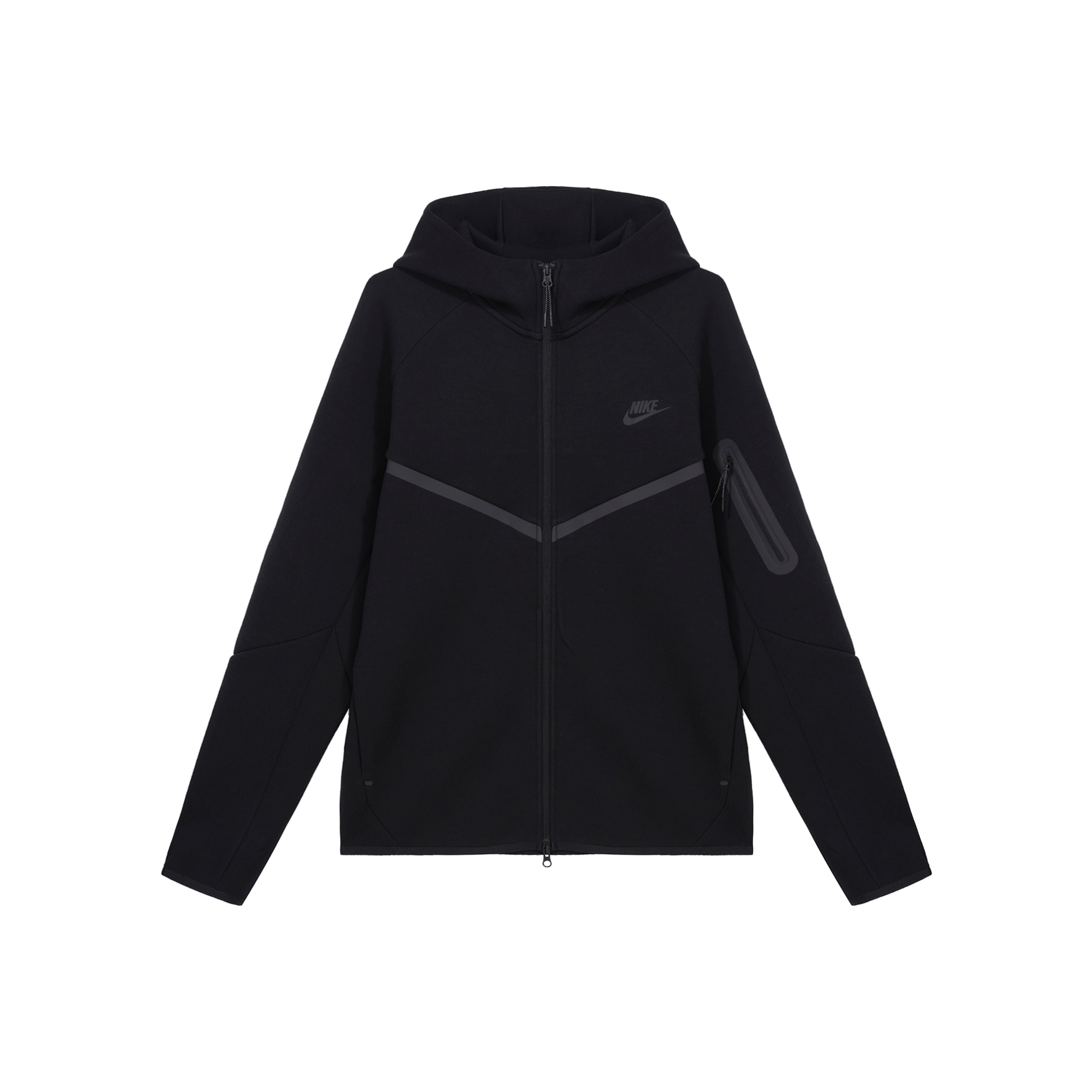 nike swoosh quarter zip funnel sweatshirt in black