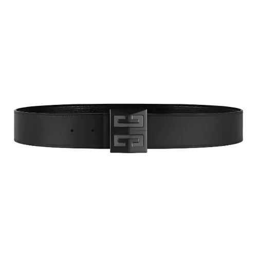 GIVENCHY Logo Emblem Smooth Clasp Leather Belts Men's Black 4CM