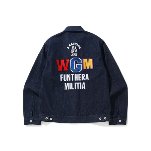 A BATHING APE Shark Series Denim Jacket Men's Dark Blue