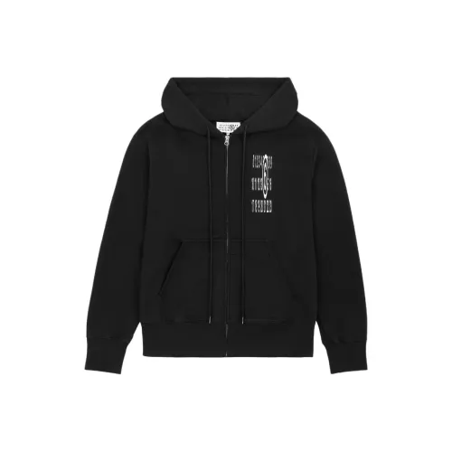 MM6 MAISON MARGIELA Неотшлифованный Джерси Худи Свитшот Куртки Пальто Мужской Черный