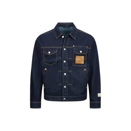 EVISU Джинсовый синий Мужской Джинсовые куртки