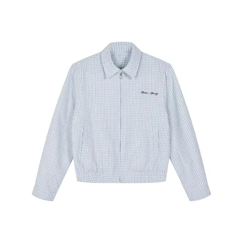 SAFARIII Клетка Отворот Дизайн Элегантный Коммутатор Куртка Унисекс Синий