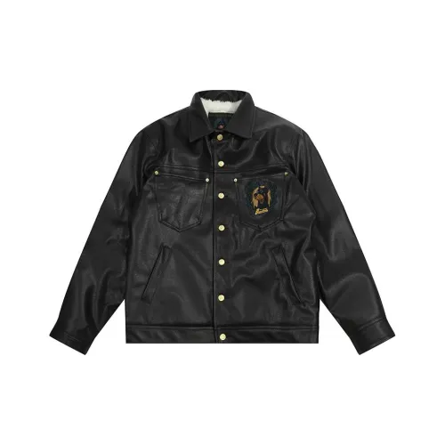 GRAF Черный Doberman Leader Овечья шерсть Кожа Куртка Мужская Куртка