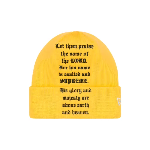 Supreme x New Era Акриловые шапки-бини унисекс желтые