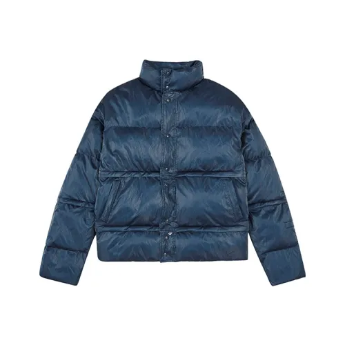 BLINDNOPLAN Однотонный Воротник-стойка Свободный крой Утолщенный Пух Унисекс Синий