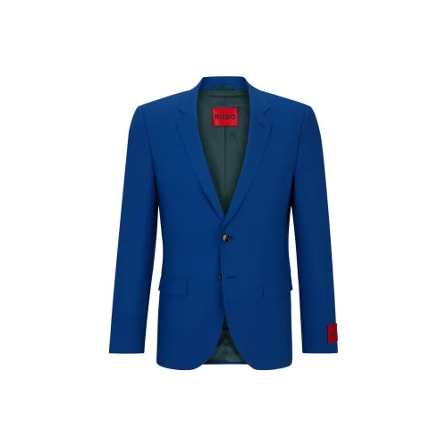 Hugo Boss FW23 Extra Облегающий крой Куртка В выступающем Эластичном Ткани Бизнес Костюм Мужской Синий