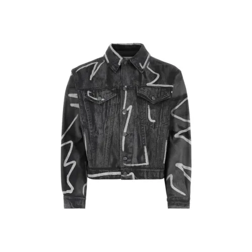 MOSCHINO Темно-серый мужской джинсовый куртки