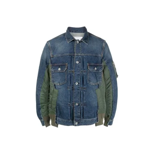 Sacai совместный бренд Синий Мужской Джинсовые куртки