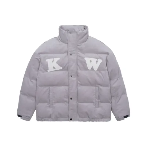 KILLWINNER Буква Однотонный Воротник-стойка Свободный крой Утолщенный Пух Унисекс