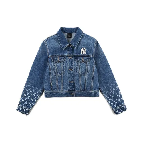 Mlb Base Logo Gradient Monogram Denim Jacket Unisex Blue Mlb Base Logo Gradient Monogram Деним Куртка Унисекс Синий