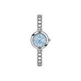 Серебряный корпус, светло-синий циферблат