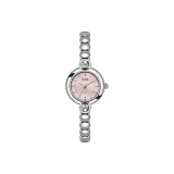 Серебряный корпус, розовый циферблат