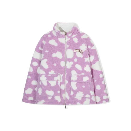SENCE LA Животный узор Мультяшная буква Воротник-стойка Пуховая куртка Унисекс Фиолетовый