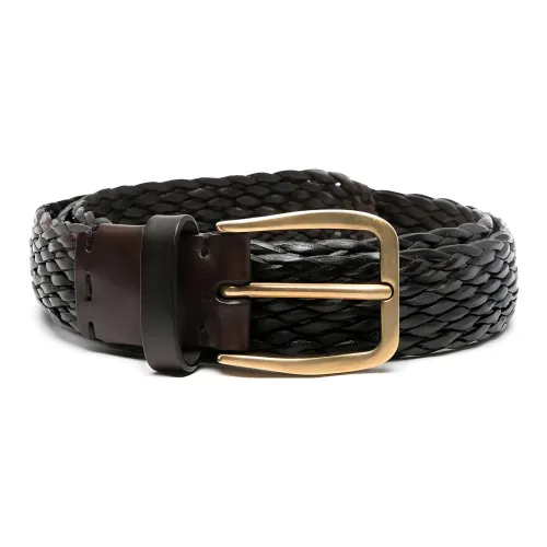 BRUNELLO CUCINELLI Застежка-липучка Вязаные ткани Дизайн Кожаные ремни Мужской Черный Ширина 3 см