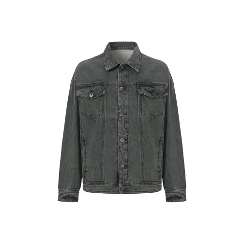 YearnObtainRainbow Denim Jacket Unisex Worn Gray