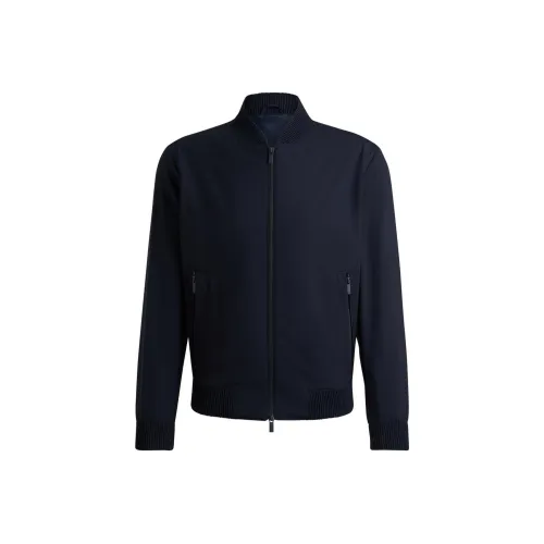 Hugo Boss Slim Fit Blouson Куртка из Стираемой Смеси Шерсти Куртки и Пальто Мужской Темно-Синий