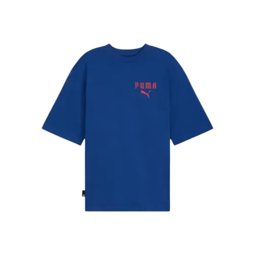 PUMA CLASSICS SS24 Рукав с оборванным плечом T-рубашка Мужская Синяя