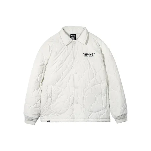 Muscle Dog Буква Однотонный Отложной воротник Свободный крой Пуховая куртка Unisex Light Абрикос