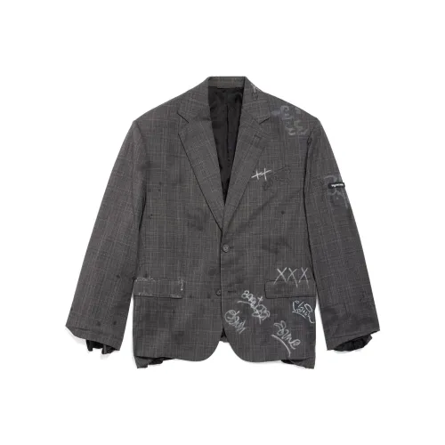 Balenciaga SS23 Бизнес-костюм Пальто Свободный крой Унисекс Серый