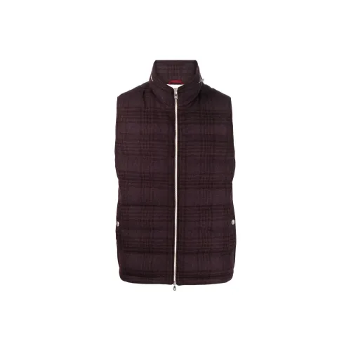 BRUNELLO CUCINELLI Бордовый Мужской Пуховый жилет