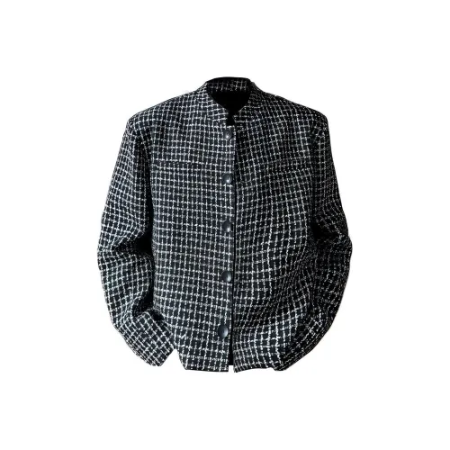 HOKLV Куртки Пальто Унисекс Черная Клетка