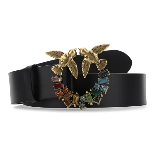 PINKO Модный элемент плавная пряжка ремень из коровьей кожи женский черный ширина 4 см