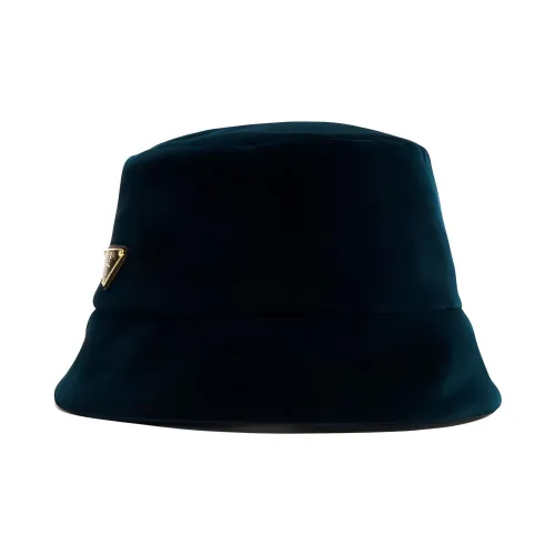 PRADA Плюшевый Бархат Ткань Металл Шляпы ведра Женские Зеленый