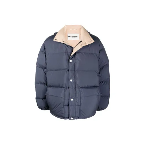 JIL SANDER FW21 Однотонный Съемный капюшон Пуховик Мужской Синий