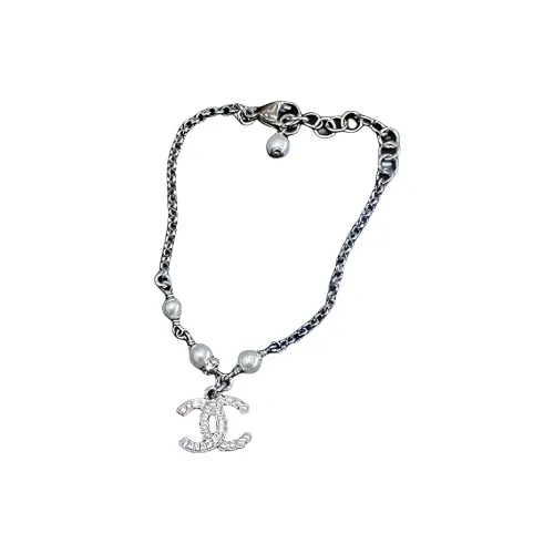 CHANEL Металл Искусственный жемчуг Rhinestone Bracelets Женское Серебро