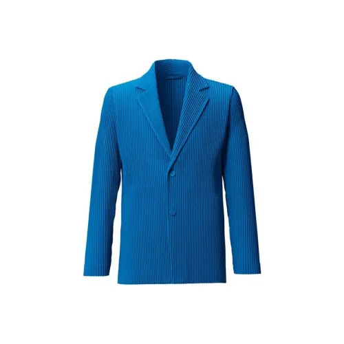 Homme Plissé Issey Miyake Бизнес-костюм Пальто Мужской Синий