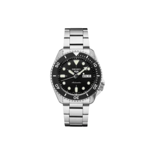 SEIKO Автоматический Механический Механизм Нержавеющая Сталь Ремешок Часы 42,5 мм Мужские Часы Черный Циферблат