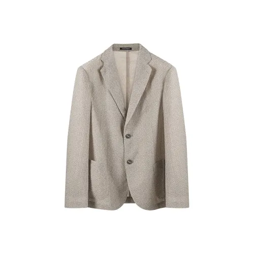 EMPORIO ARMANI FW23 Бизнес-костюм Пальто Мужской Светлый Лен Коричневый