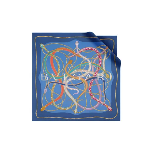 BVLGARI Serpenti 75 Платок Тонкая Шелковая Саржа Синего Цвета С Принтом, Металлическая Подвеска BVLGARI BVLGARI.