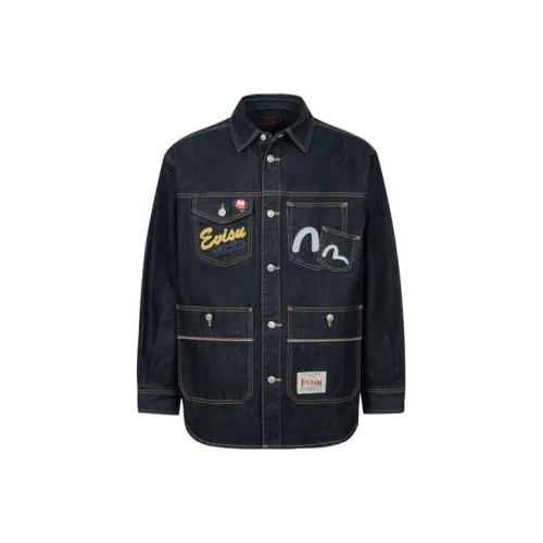 EVISU Джинсовый синий Мужской Джинсовые куртки