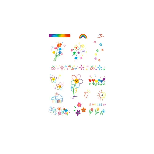 ZAIBIAN Rainbow World Instant Dye Free Printing Multicolor Tattoo Sticker