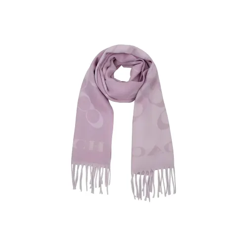 COACH Шарфы из овечьей шерсти вязаные Унисекс Розовый Фиолетовый